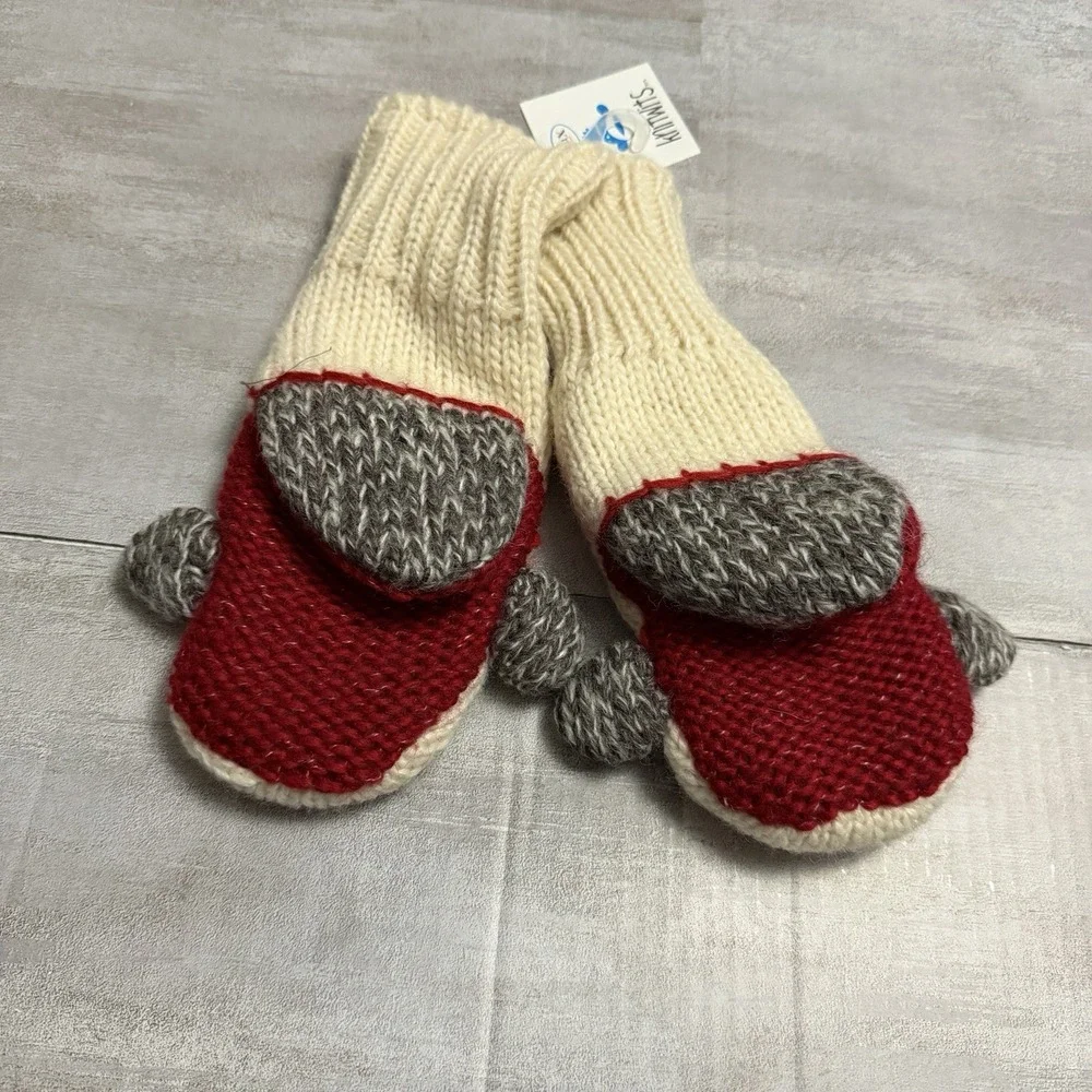 Delux Knit Sock Monkey Mittens Adult‎ Classic Gloves